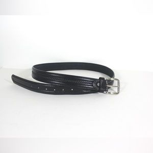 Vintage Black Canadian Longhorn Italian Style Leather Belt with Braided Detail